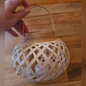 Small Tabletop Natural Woven Light Up Lantern
